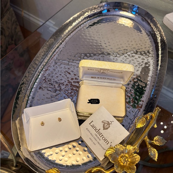 Landstrom's Gold Cross Earrings with Pink Accents - Picture 3 of 8